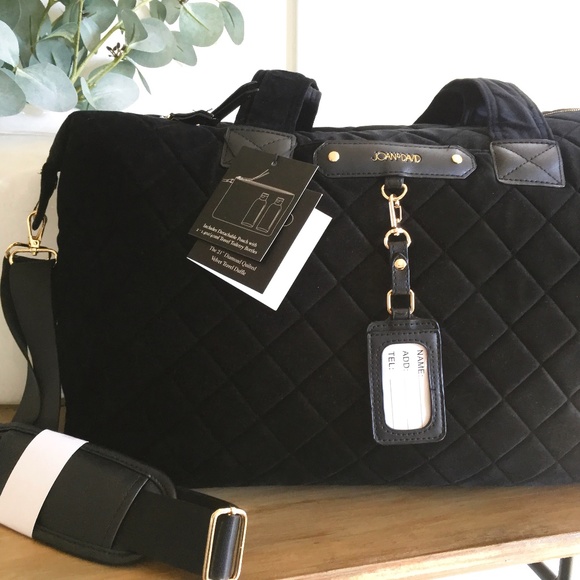 Joan & David Bags Nwt Joan David 2 Black Diamond Quilted Velvet Weekender Duffle Carry On